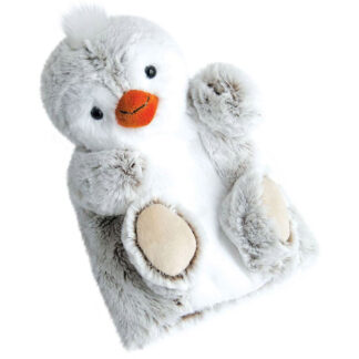Doudou Marionnette à Main Pingouin Gris – 25 cm