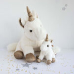 Peluche Licorne Blanc Or – 45 cm-1