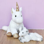 Peluche Licorne Blanc Or – 45 cm-2