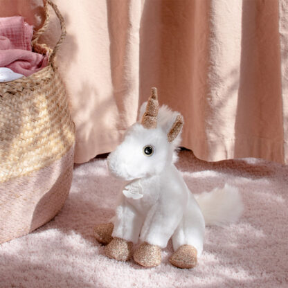 Peluche Licorne paillettes Blanche Or – 23 cm-3