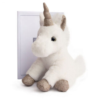 Peluche Licorne paillettes Blanche Or – 23 cm-5