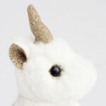Porte-Clé Peluche Licorne Blanc Or – 14 cm-1