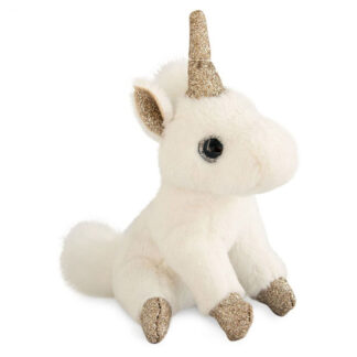 Porte-Clé Peluche Licorne Blanc Or – 14 cm