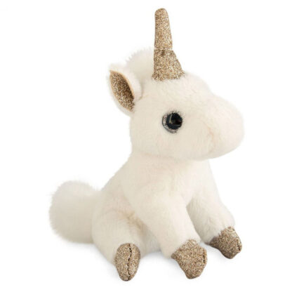 Porte-Clé Peluche Licorne Blanc Or – 14 cm