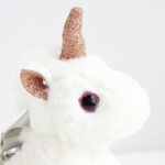 Porte-Clé Peluche Licorne Blanc Rose – 14 cm-1
