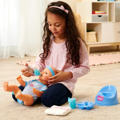 NEW BORN BABY POUPON BLEU 43CM BOIT FAIT PIPI