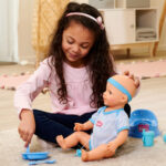 NEW BORN BABY POUPON BLEU 43CM BOIT FAIT PIPI