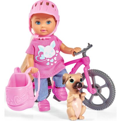 Poupée Simba Evi en VTT avec un chien