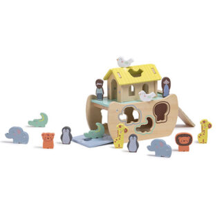 Bateau en bois avec animaux à encastrer