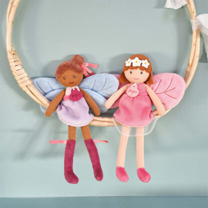 Poupée fée de la forêt en tissu rose – Diane – 25 cm-4