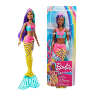Découvrez la Poupée sirène Barbie Dreamtopia aux cheveux violets et bleus . Plongez dans un monde enchanté avec cette poupée magique. Ajoutez-la à votre collection dès maintenant ! Achetez la poupée Barbie en ligne
