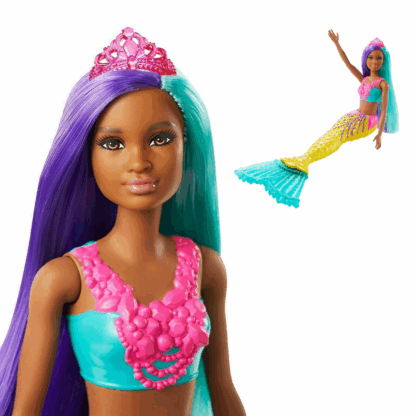 Barbie Dreamtopia - Teal and Purple Hair Mermaid Doll -2