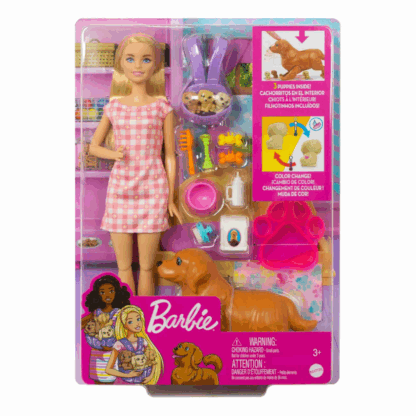 Poupée Barbie Naissance des chiots -1