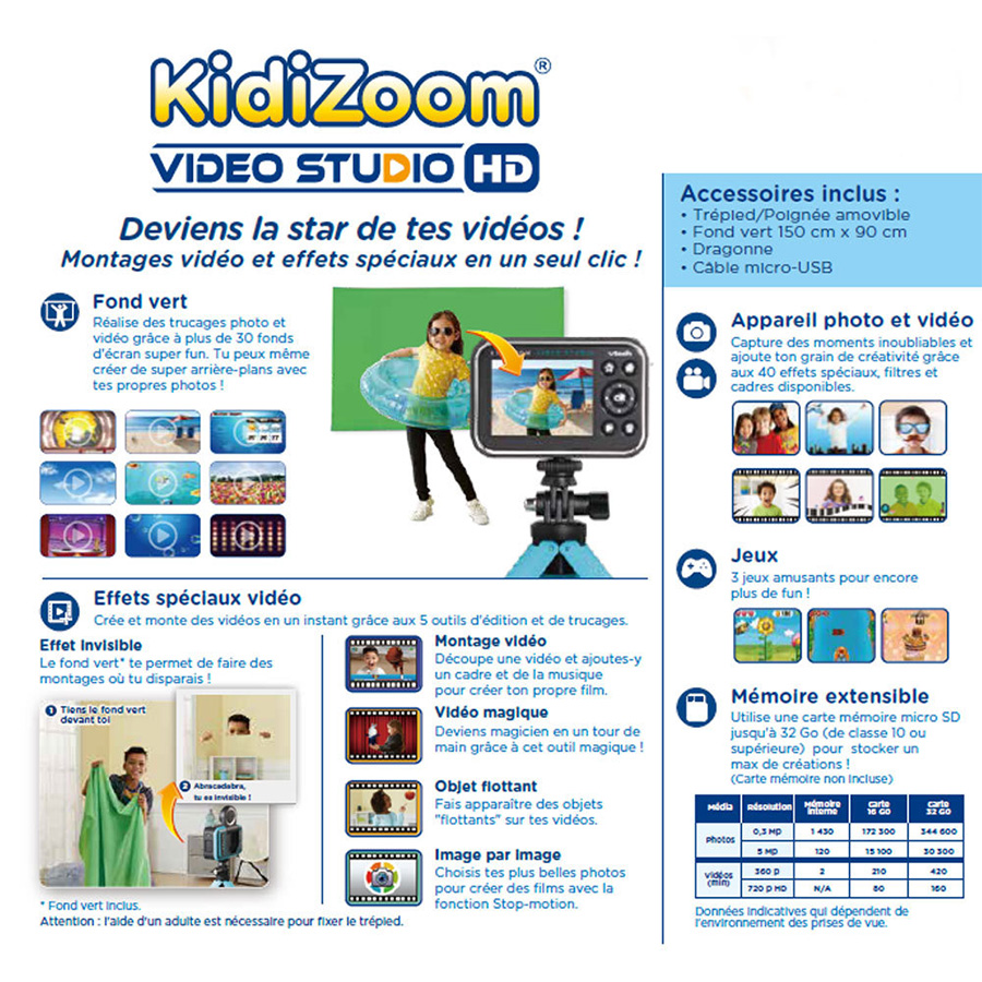 Appareil Photo Numérique Enfant - KidiZoom Vidéo Studio HD - VTech