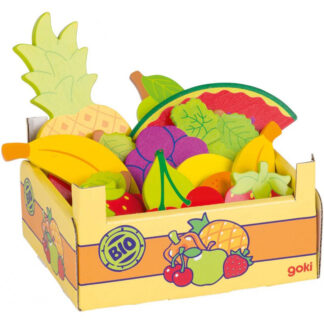 jeu d'immitation commercant fruit dans une caisse