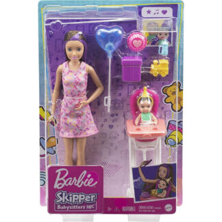 Coffret de jeu Repas et bain Skipper Babysitters Inc. Barbie avec poupée  Bébé à changement de couleur, baignoire et 6accessoires