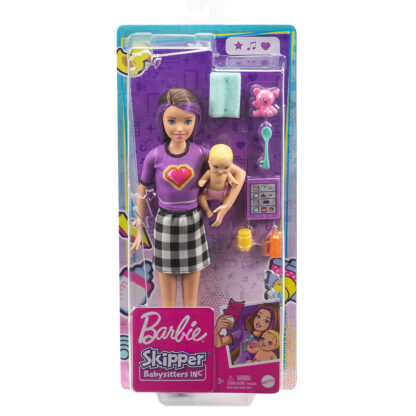 Découvrez le coffret Barbie Skipper baby-sitter poupée. Stimulez l'imagination avec cette poupée baby-sitter et ses accessoires. Un jouet idéal pour les enfants qui aiment prendre soin des petits.