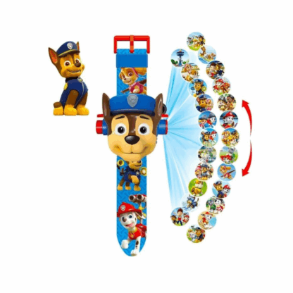 Montre de Patrouille bleu numérique à projection à pattes pour enfant