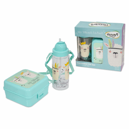 Pack Lunch Box et Gourde à paille en plastique Lama