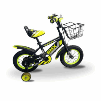 bicyclette bmx noir jaune fluorescente 12 pouces