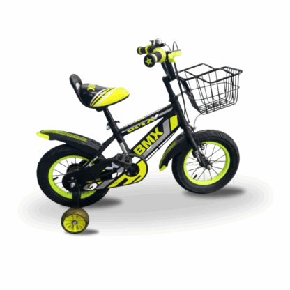 bicyclette bmx noir jaune fluorescente 12 pouces