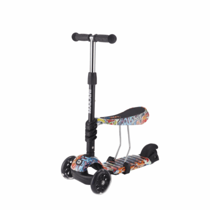 Trottinette 3 roues avec siège pour enfant orange graffiti