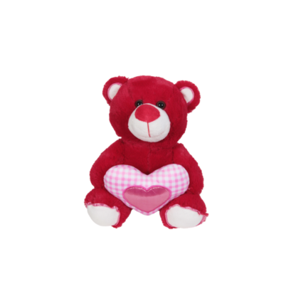 Nounours rouge avec coeur 50CM