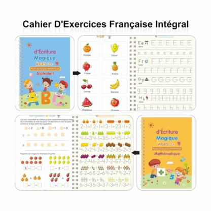 Ensemble de 4 cahiers d’écriture dessin – alphabet – mathématique – numéro 2