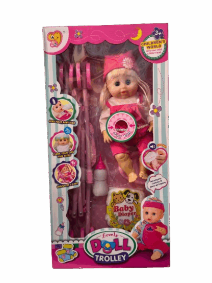 Ensemble de Poupée et poussette avec son et accessoires