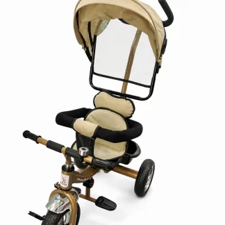 2 en 1 tricycle enfant beige 3 roues avec pédale poussette