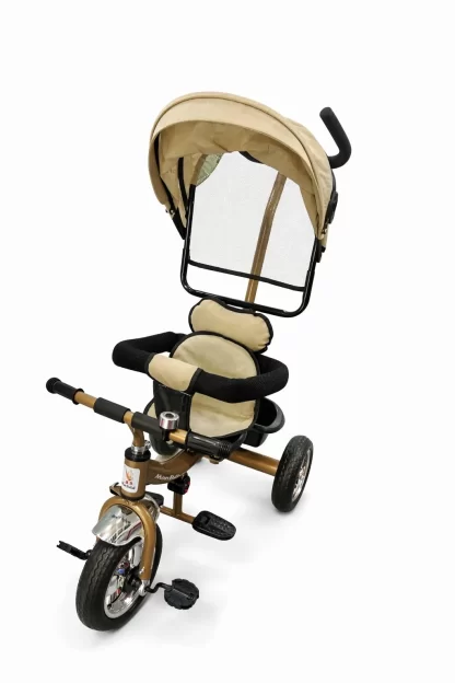 2 en 1 tricycle enfant beige 3 roues avec pédale poussette