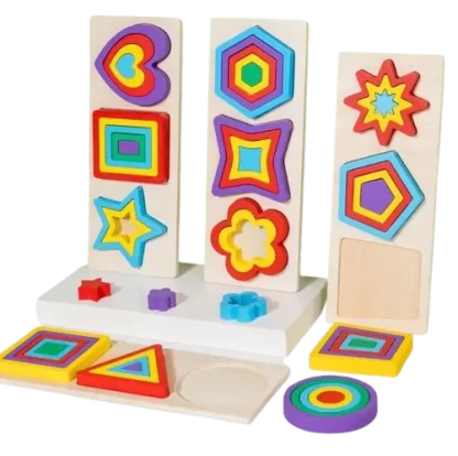Puzzle géométrique en bois de base simple